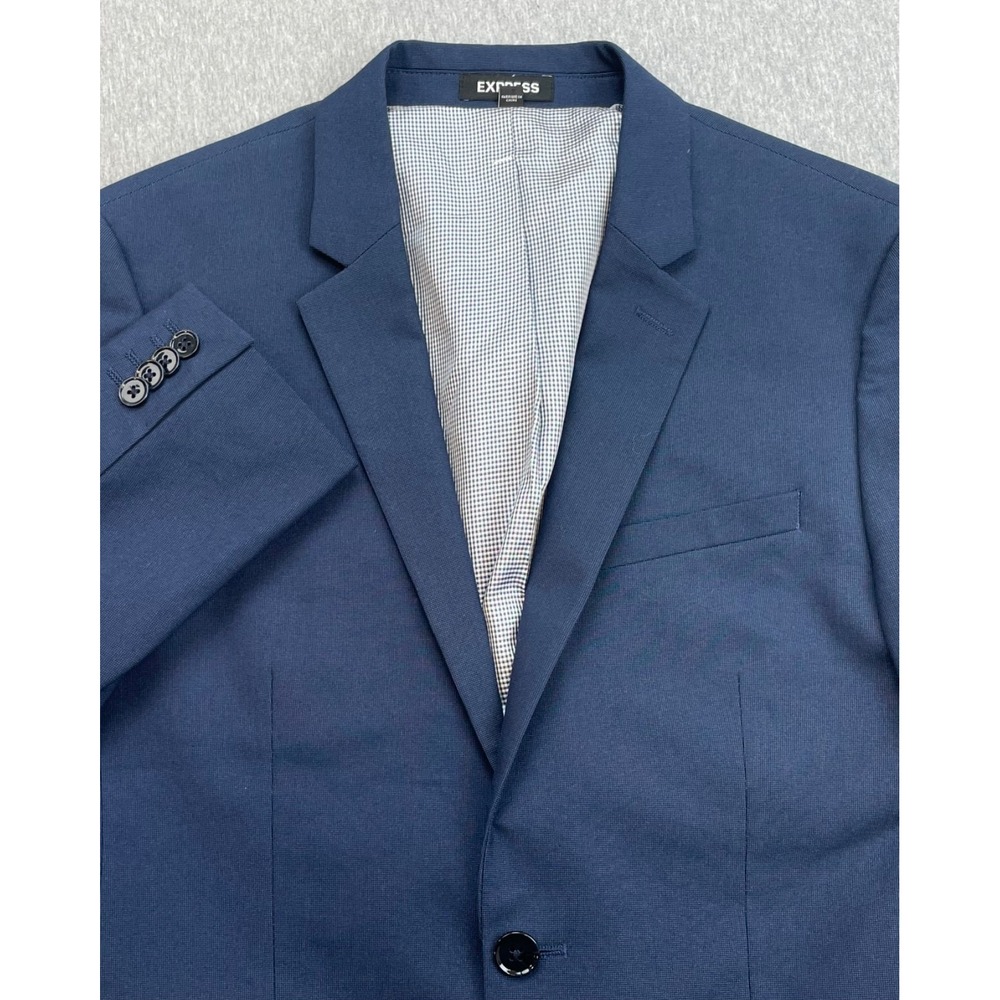Express Blazer Mens 36S Blue Cotton Blend Stretch 2-Button Single Breast Lined